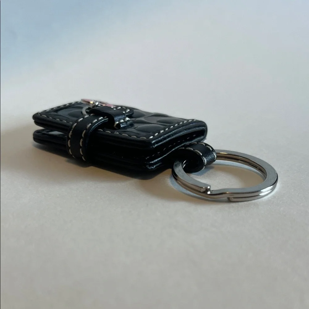 Vintage Coach Picture Frame Bag Charm-Black Key Holder with Pink Heart Accent - Picture 10 of 16
